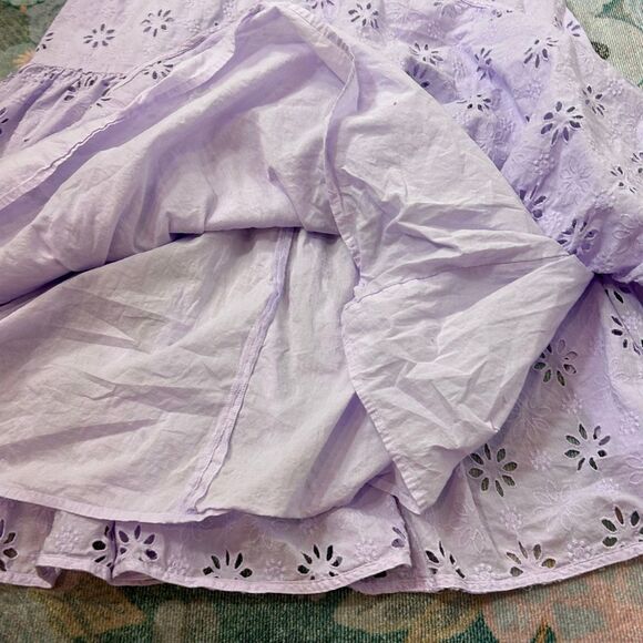 Ann Taylor Dress 18 Purple Eyelet Lace Scoop Neck Maxi Ruffle Puff Sleeve Midi - Picture 16 of 16